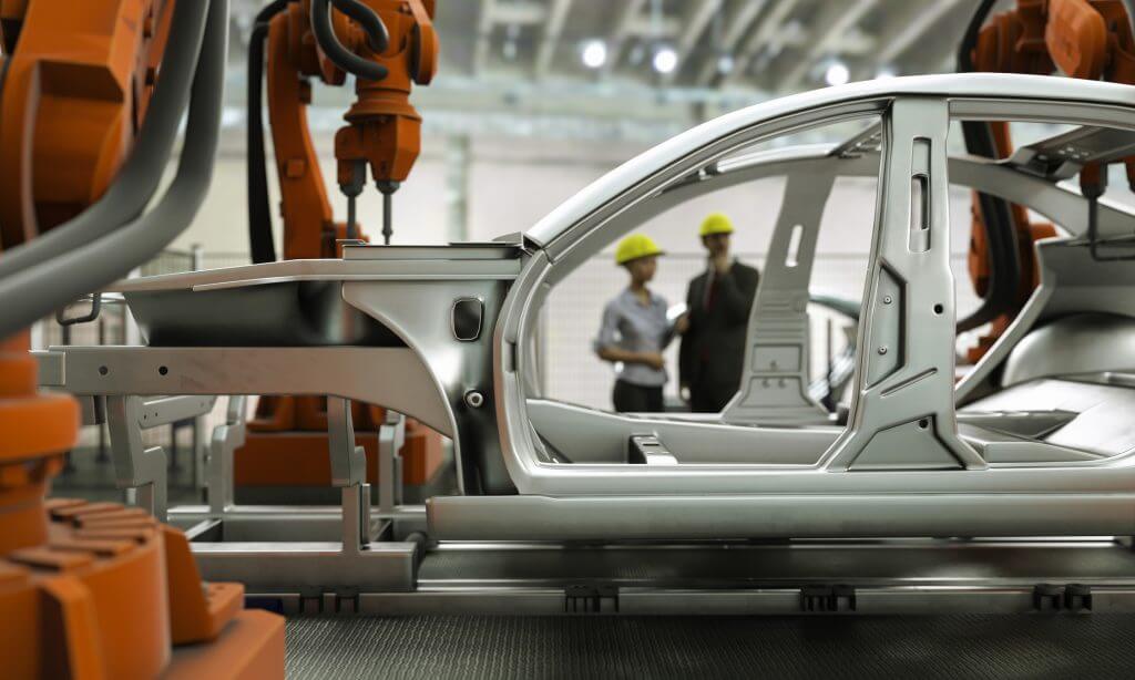 Close up of a car in a factory